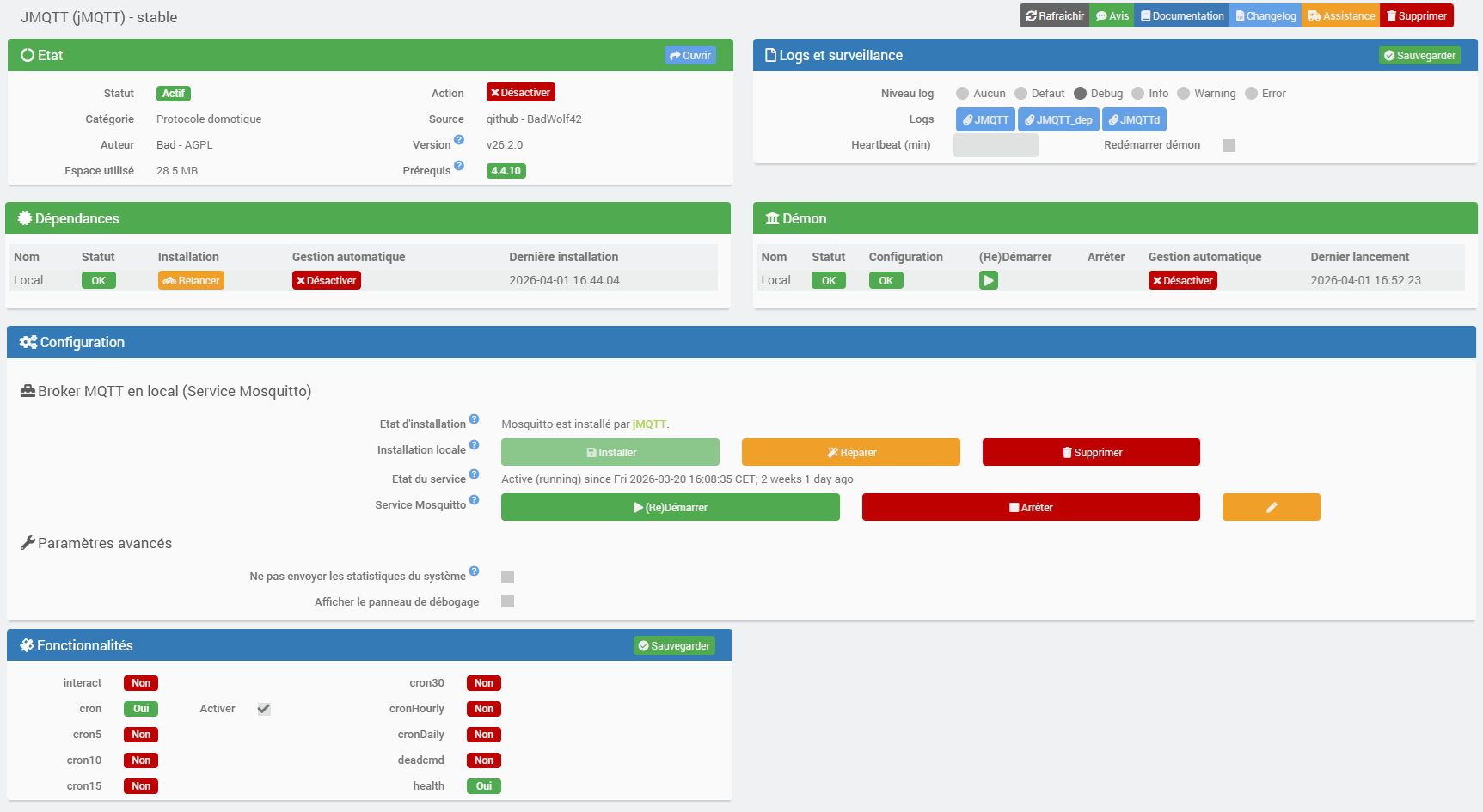 Configuration du plugin