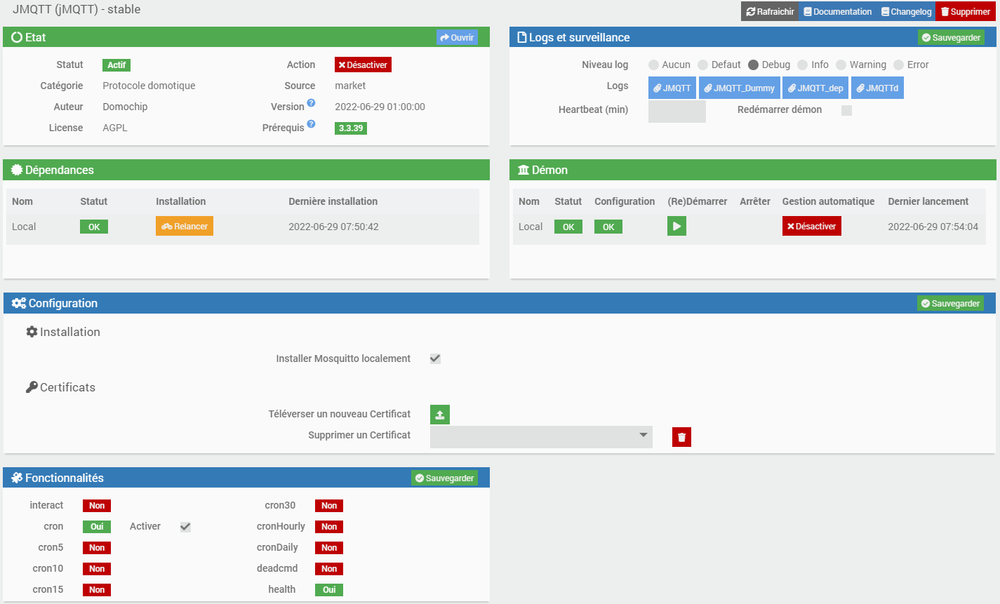 Configuration du plugin